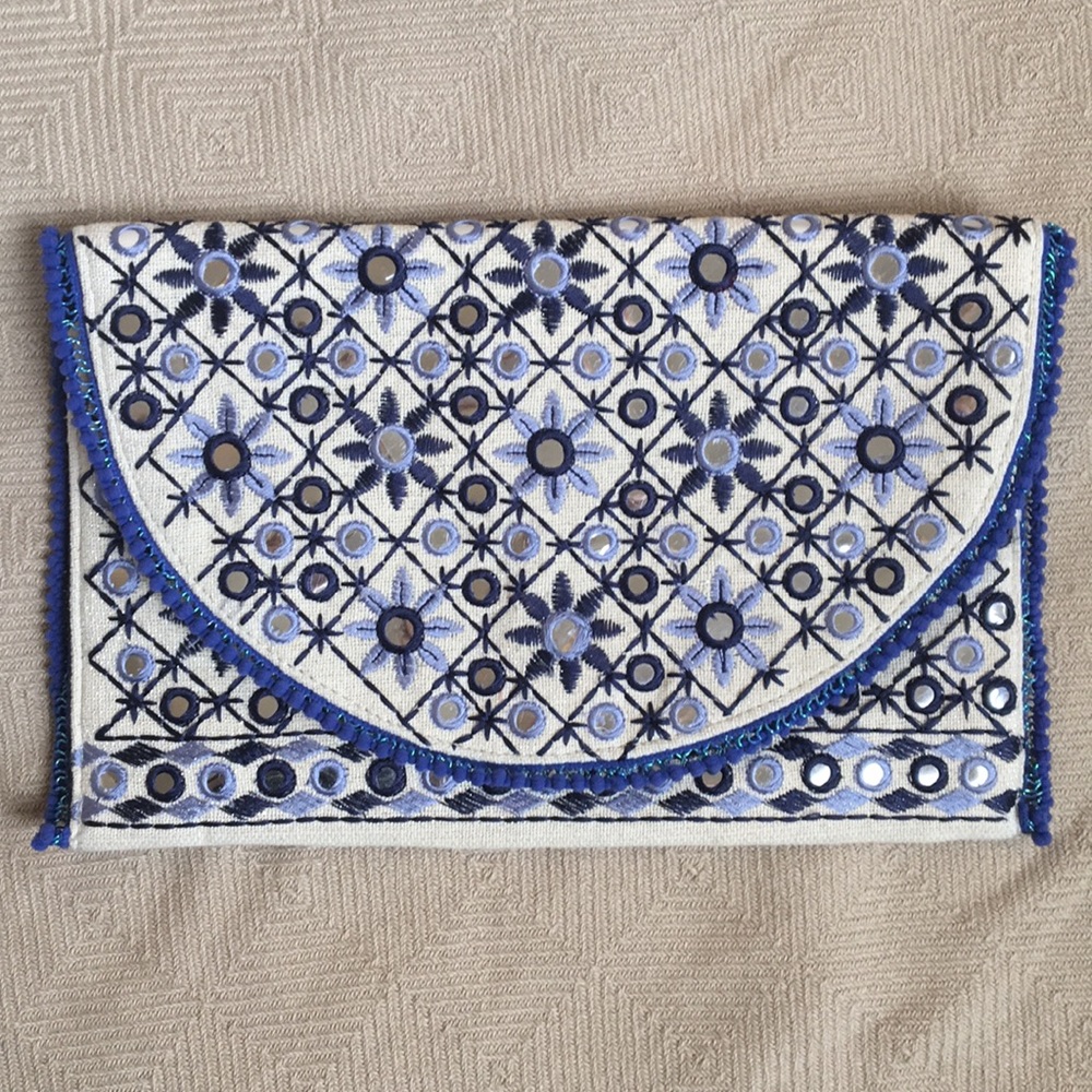 Embroidered Crossbody Clutch